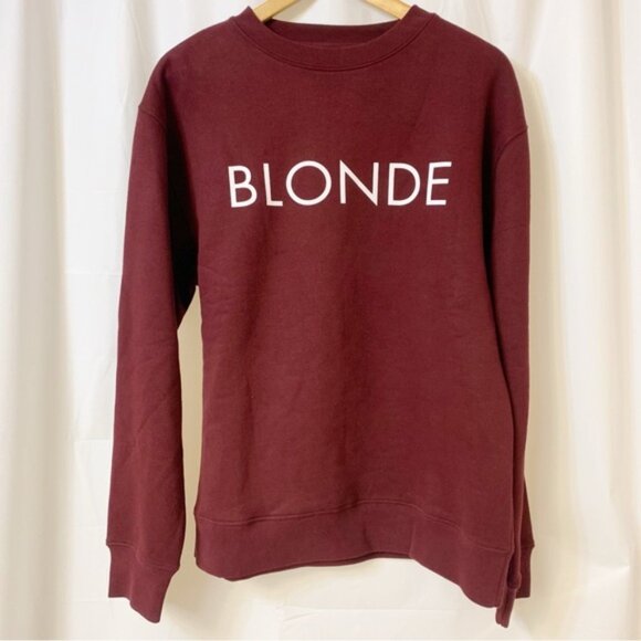 Brunette The Label Tops - Brunette The Label Core Crew BLONDE Winetasting Burgundy S/M NWT